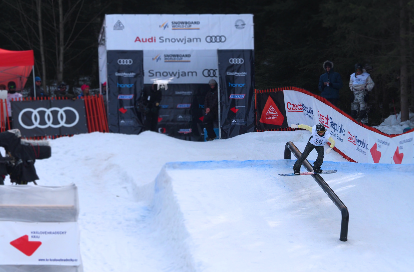Czech! A rail heavy course. Switch Boarslide on the first feature. Photo - David Bucek