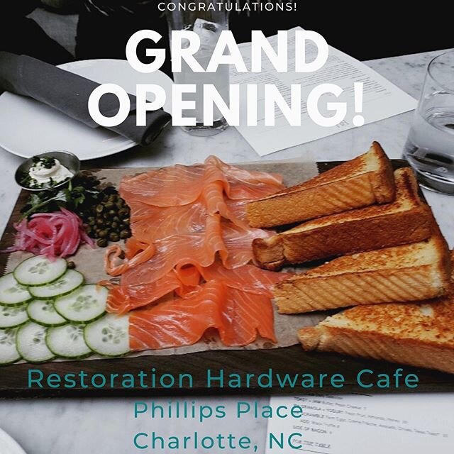 Big days ahead!! Beautiful new location for #rhcafe and #restorationhardware in Charlotte, NC at Phillips Place! #hformanandson is honored to prepare for your chefs. Bon Appetite!