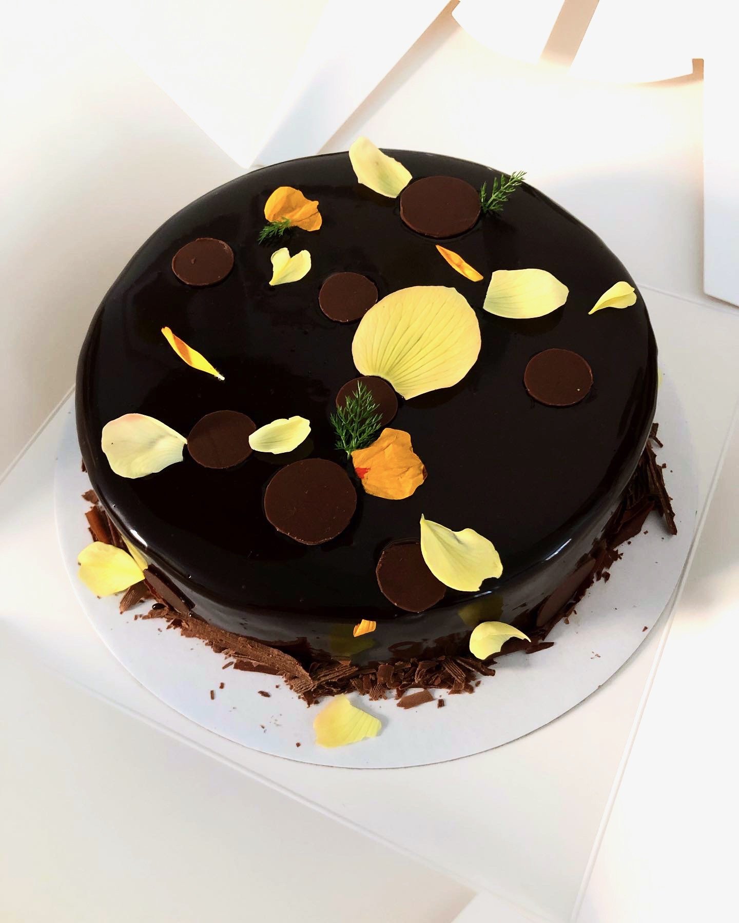 CHOCOLATE MOUSSE CAKE  - with floral decorations