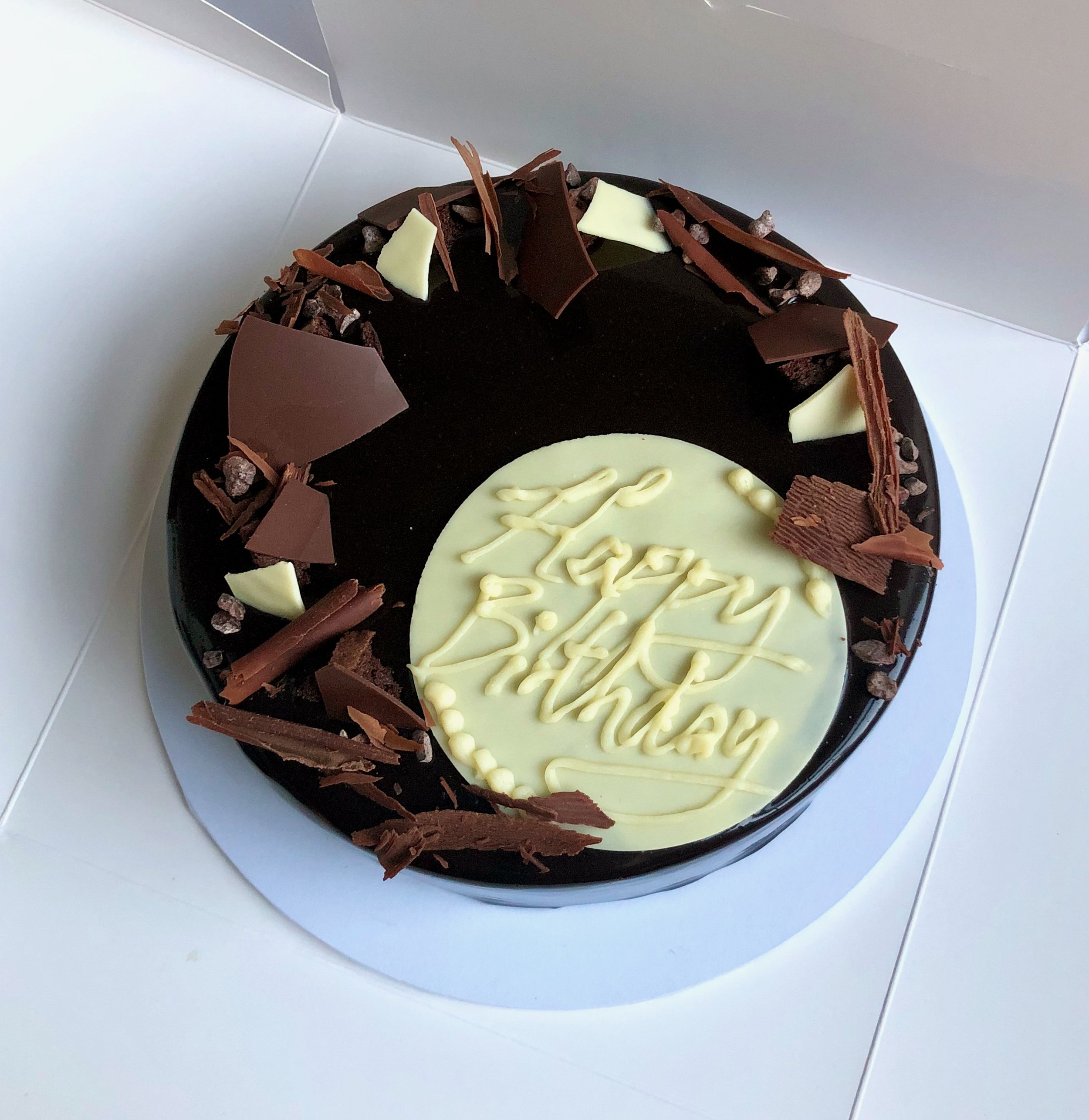 CHOCOLATE MOUSSE CAKE  - with birthday plaque