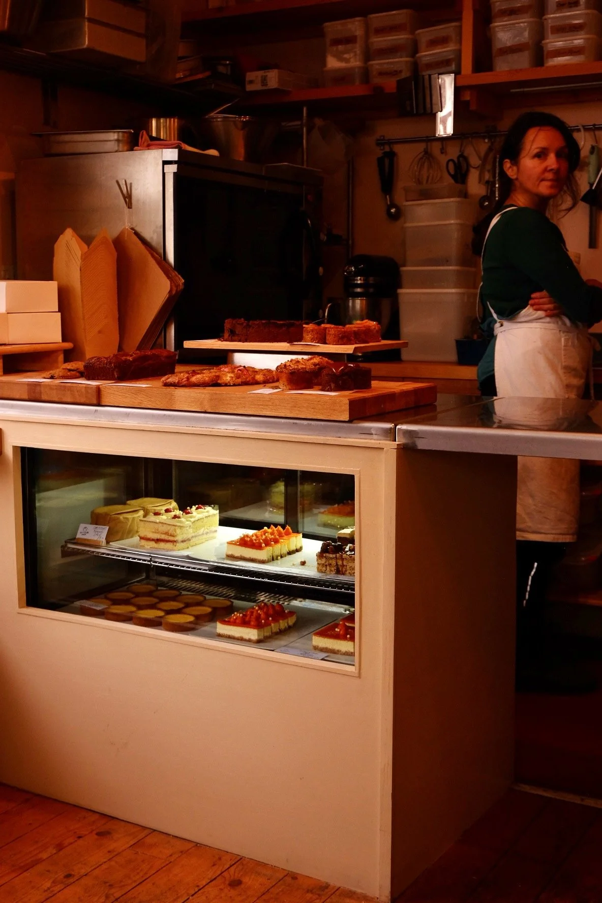 patisserie shop counter cake display