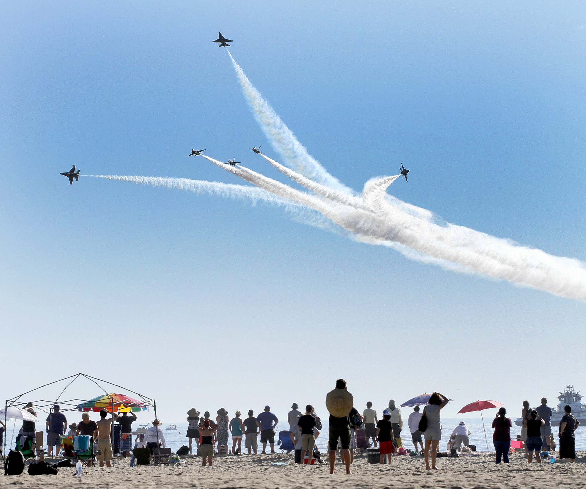  Breitling Jet Team performs off the beach during the Huntington Beach Air Show. 