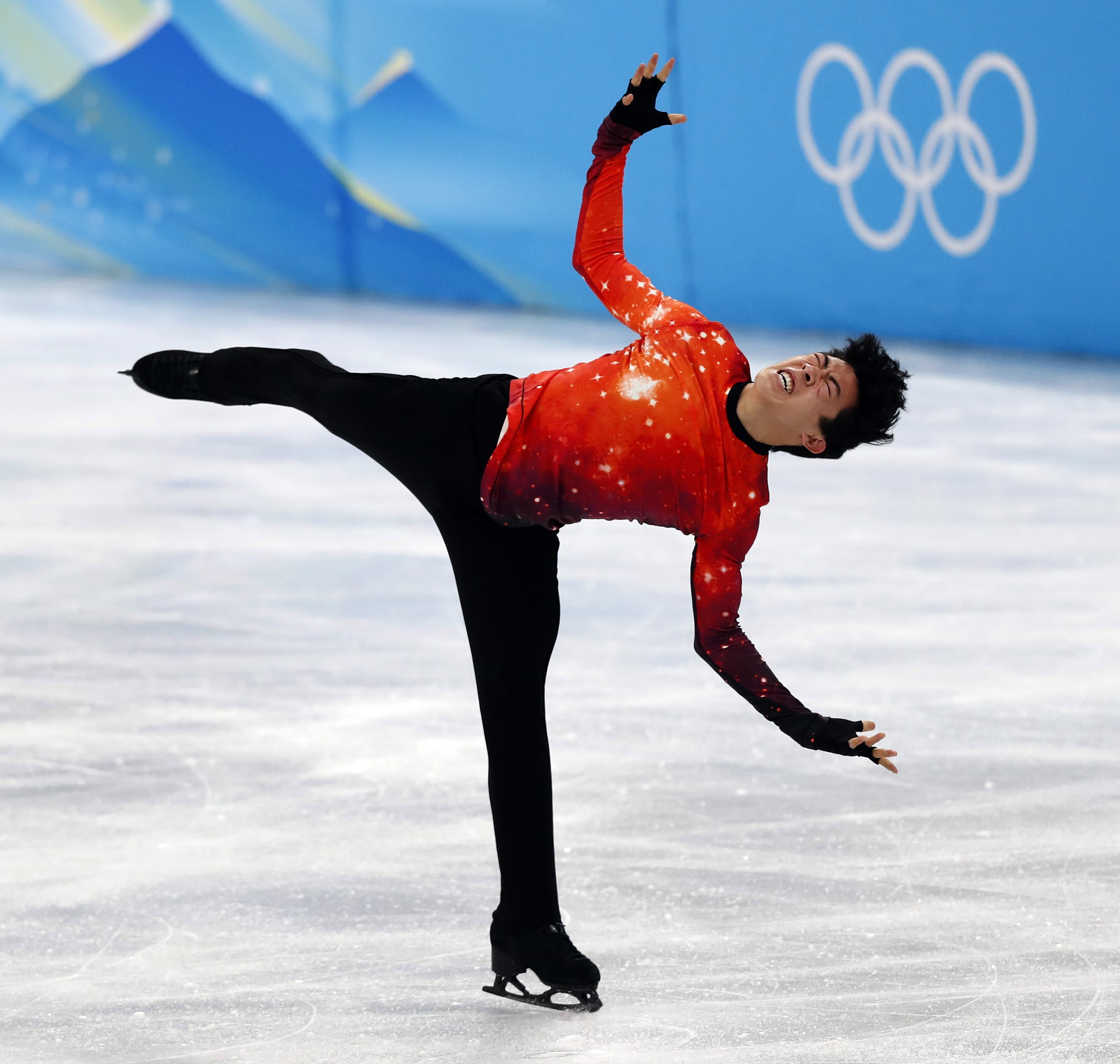  Olympic skater Nathan Chen performs at the Beijing 2022 Olympic games. 