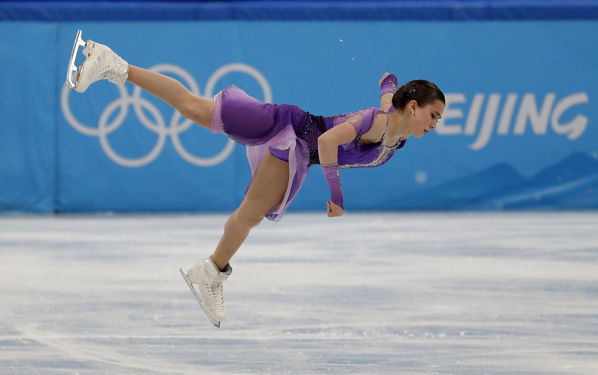  Kamila Valieva skates at the Beijing 2022 Olympic games. 