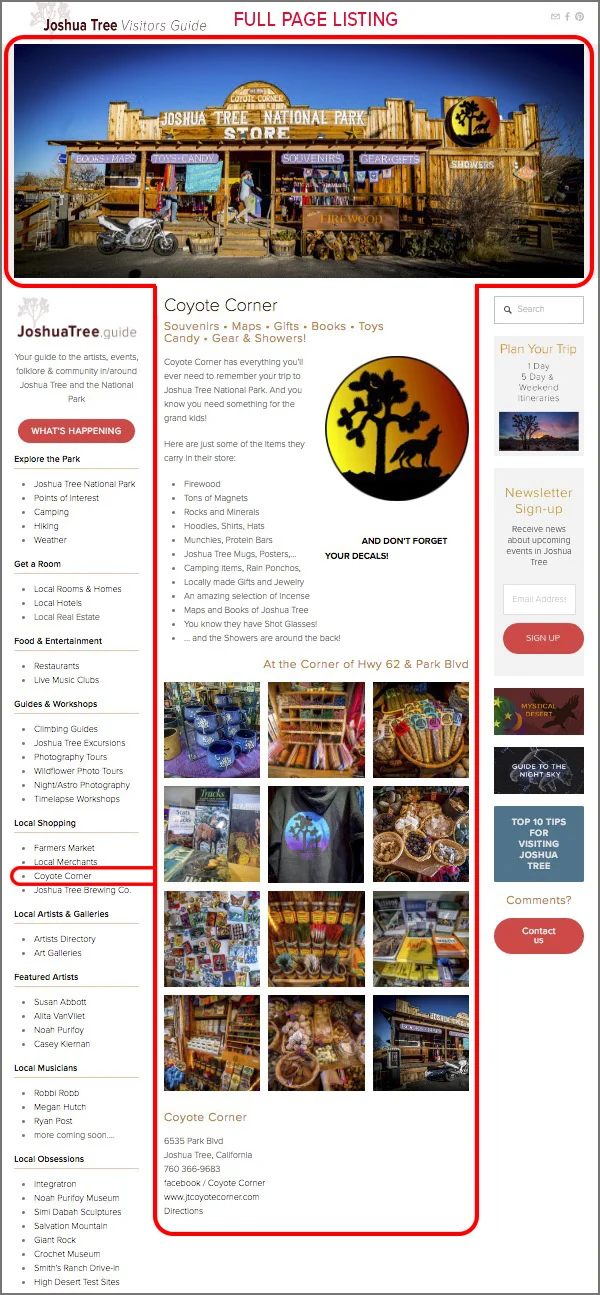 Full Page Listing