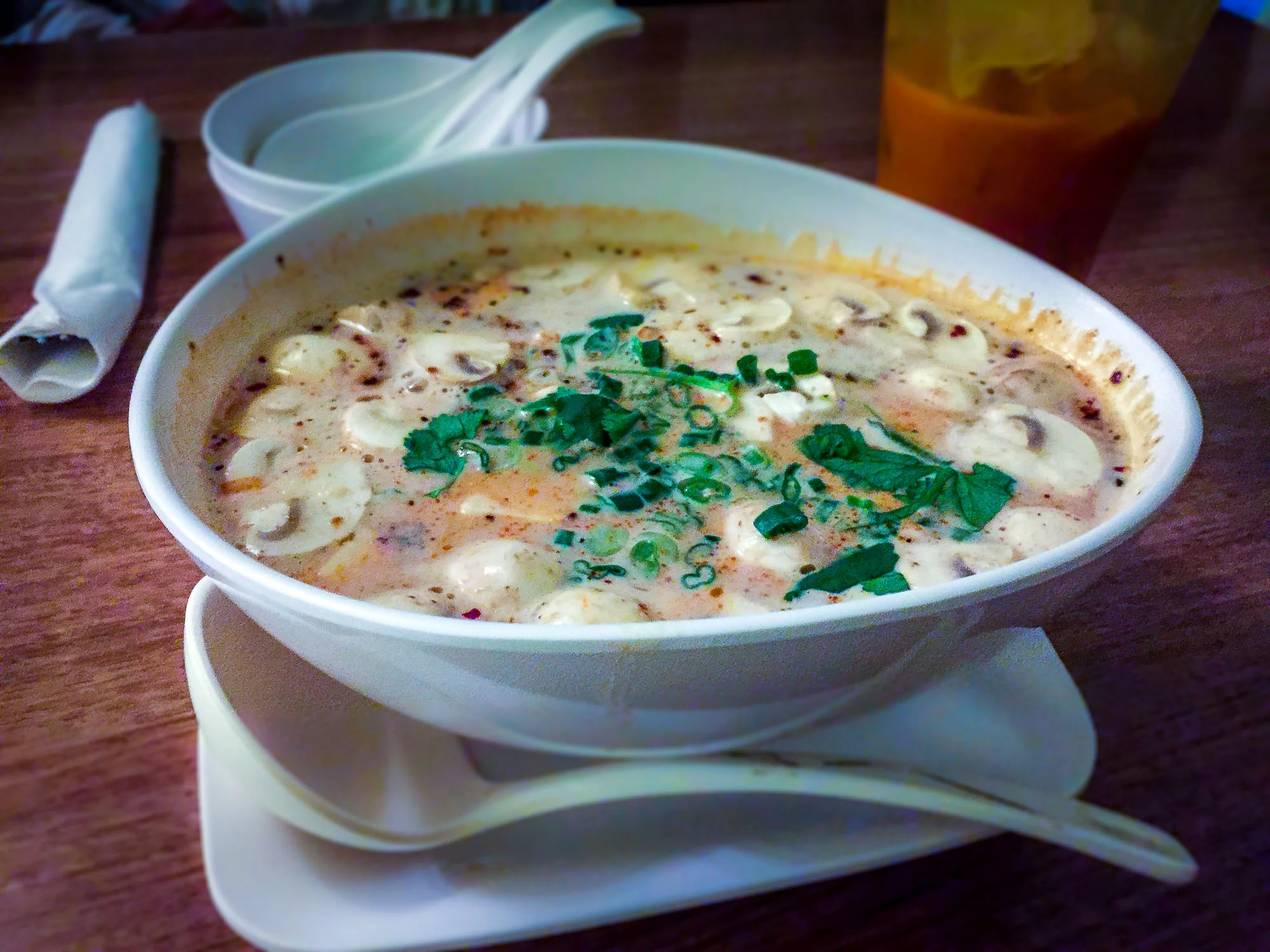 tom-kha-Gai soup. - Coconut milk soup.