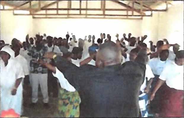 Members worshiping