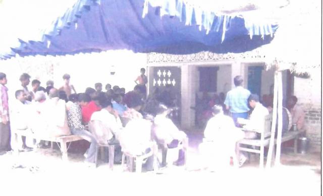 Congregation outside of church