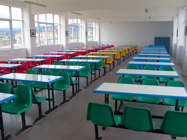 New cafeteria with new tables and chairs purchased by SCF