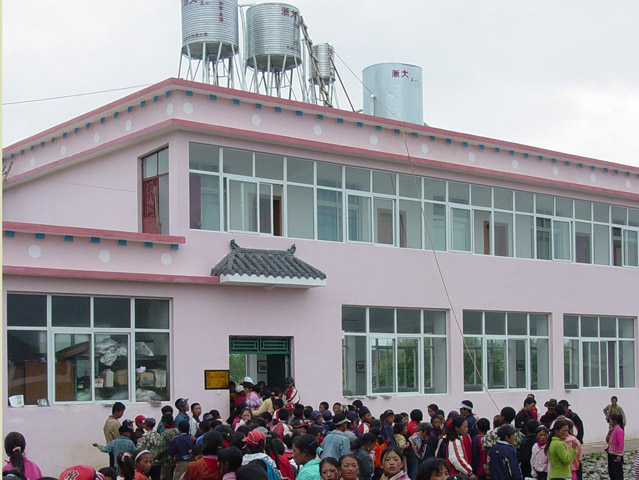 Outside the new cafeteria