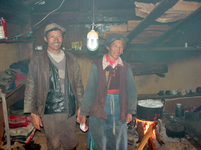 Yak herders using solar electricity for light