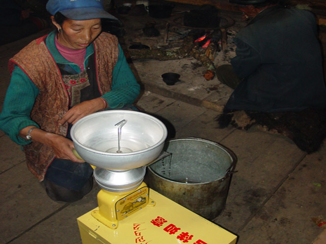 Solar generated Yak butter churner