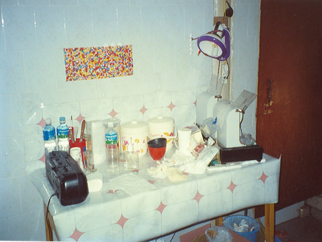 Work bench at a village dental clinic prior to Ren Li clinic opening