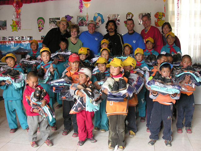 Children at Tibet orphanage after getting clothes