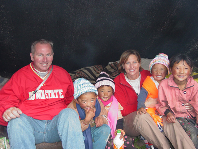 Deb and Dan with nomadic yak herder's children