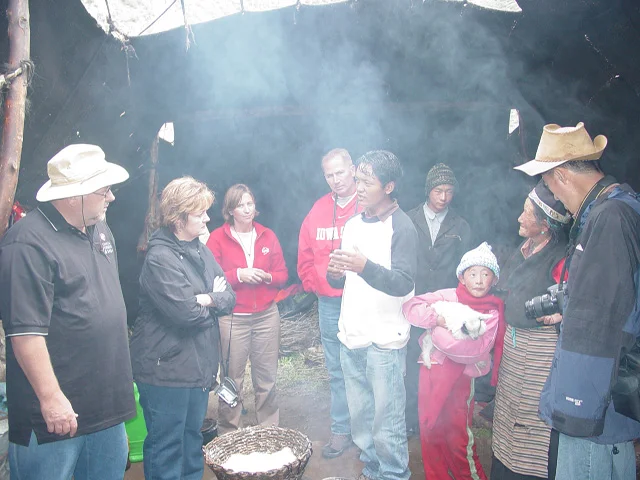Visiting with nomadic yak herder family