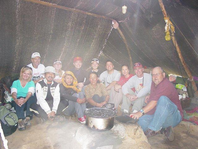 Group in Nomadic yak herders home (tent)