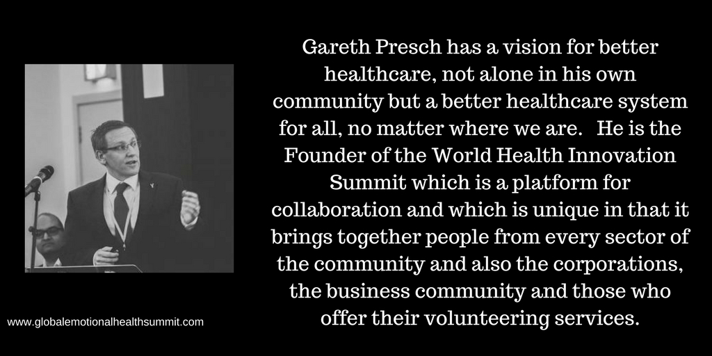 Gareth Presch has a vision for better healthcare, not alone in his own community but a better healthcare system for all, no matter where we are. He is the Founder of the World Health Innovation Summit which is a plat.jpg