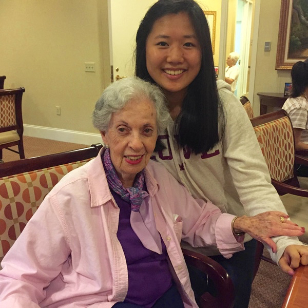 Lena at a makeover with another senior. 