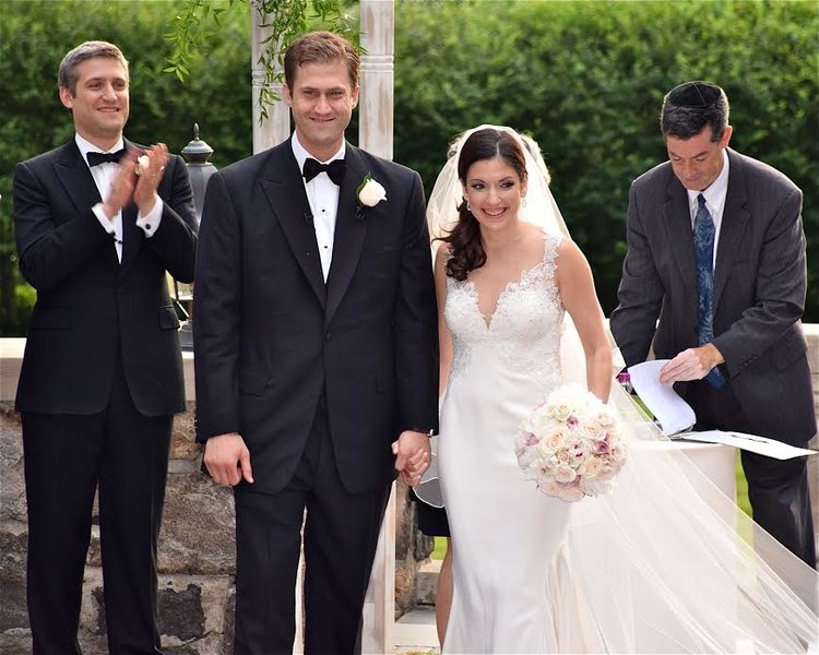 Amanda and Bart on their wedding day in Tarrytown, New York, on July 4, 2015.