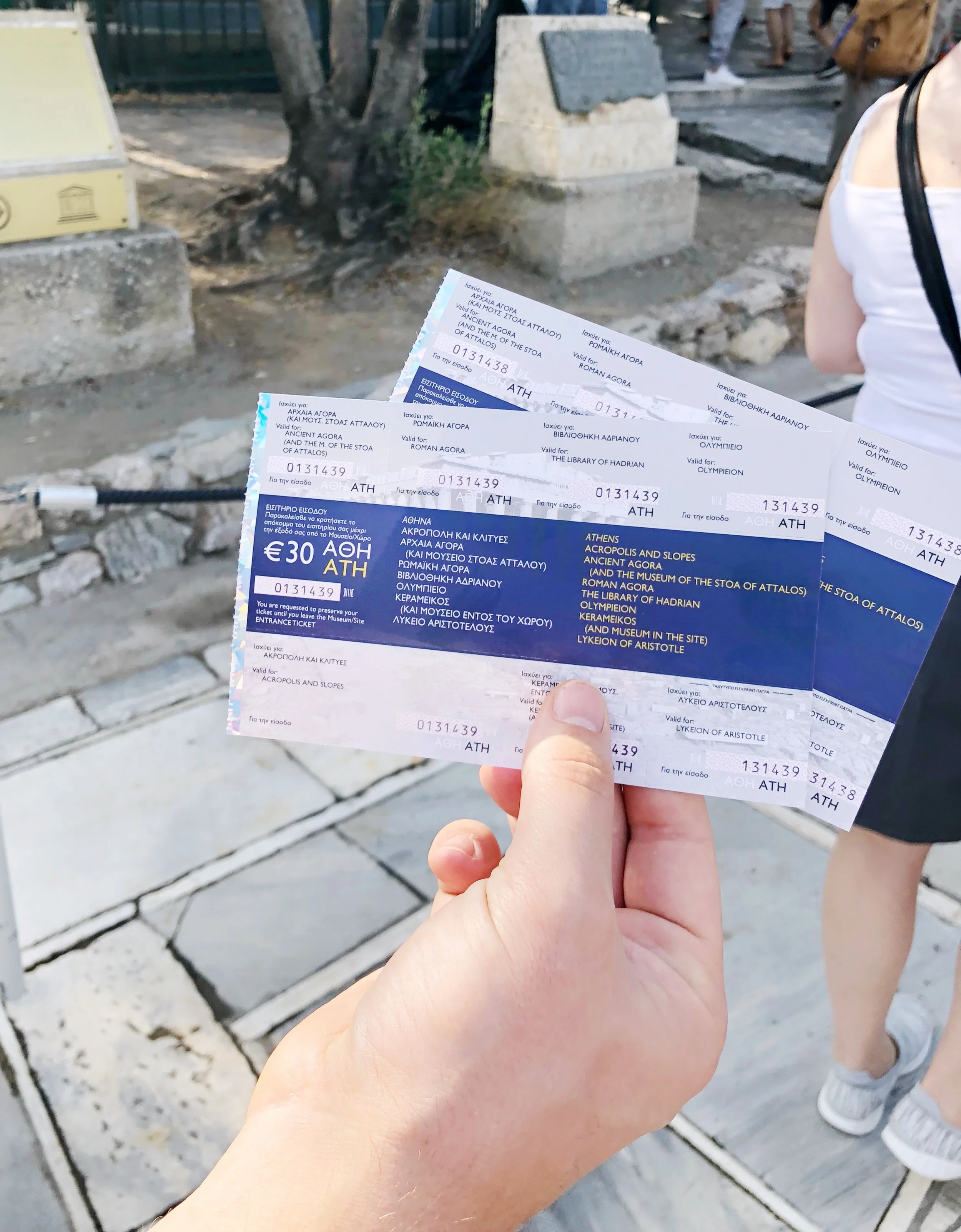 Purchasing our “Combo” ticket for the Acropolis.