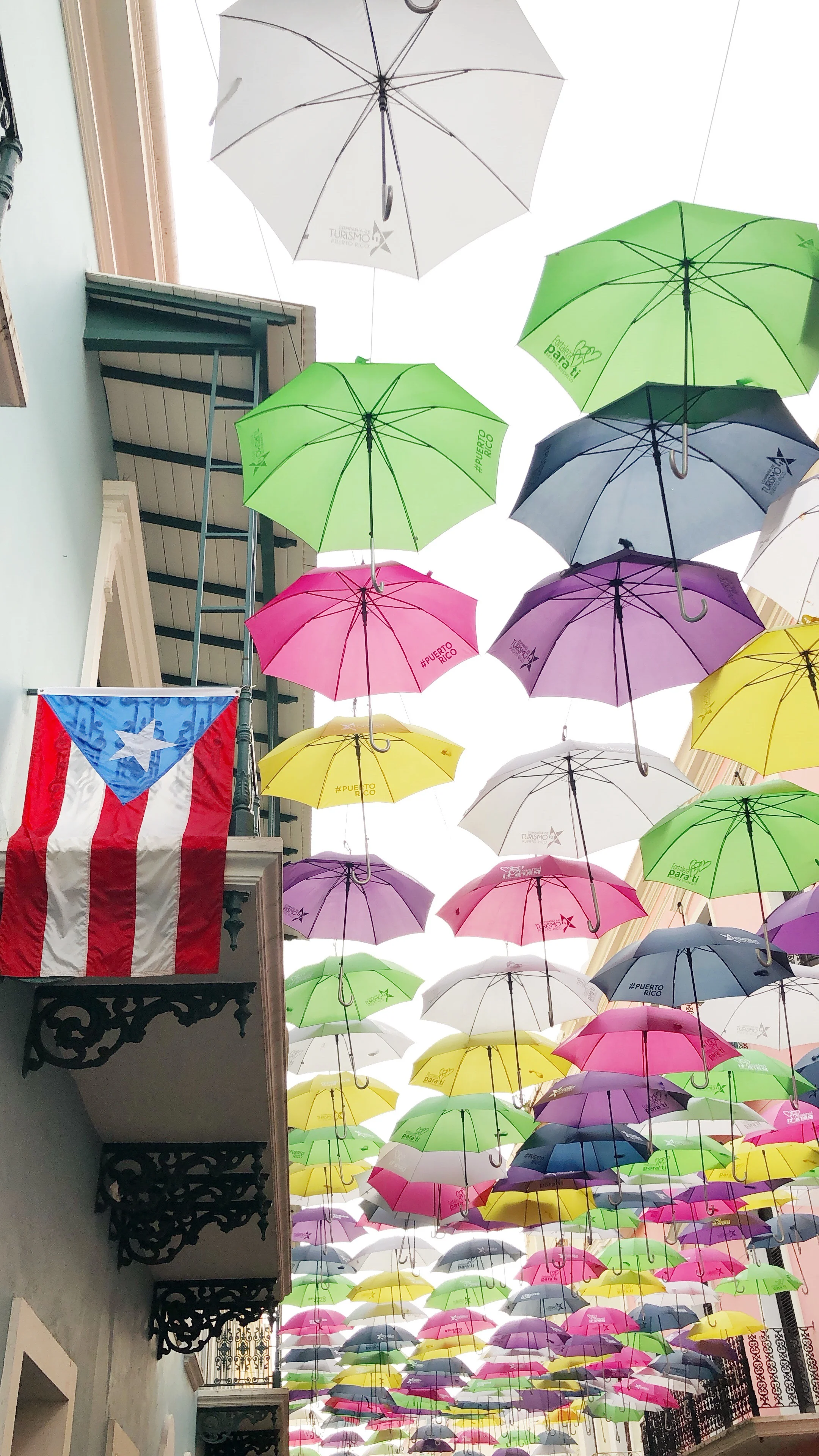 Umbrella Street (aka Fortaleza Street) in Old San Juan, Puerto Rico.