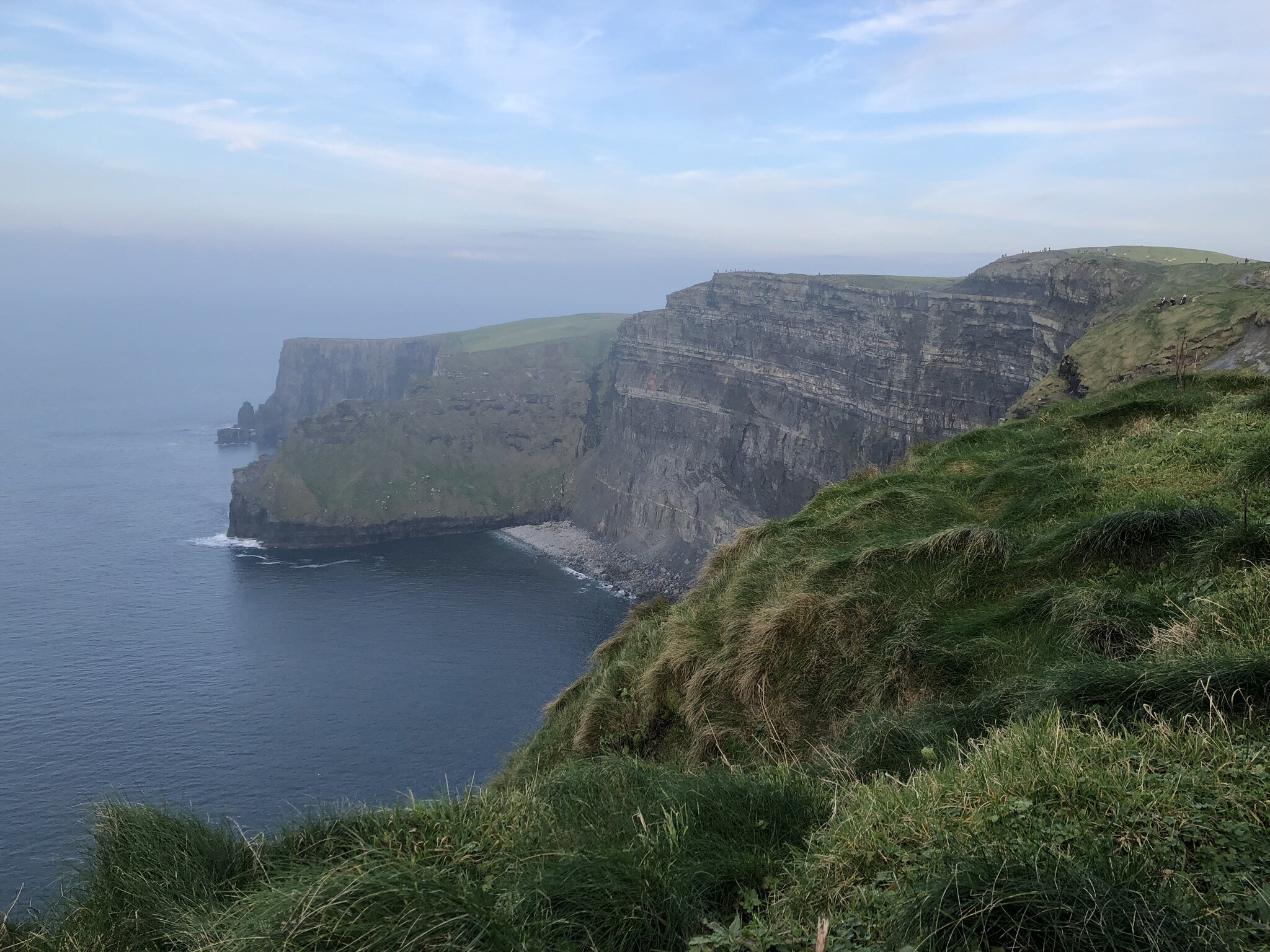 View from the hill top at the Cliffs of Moher.