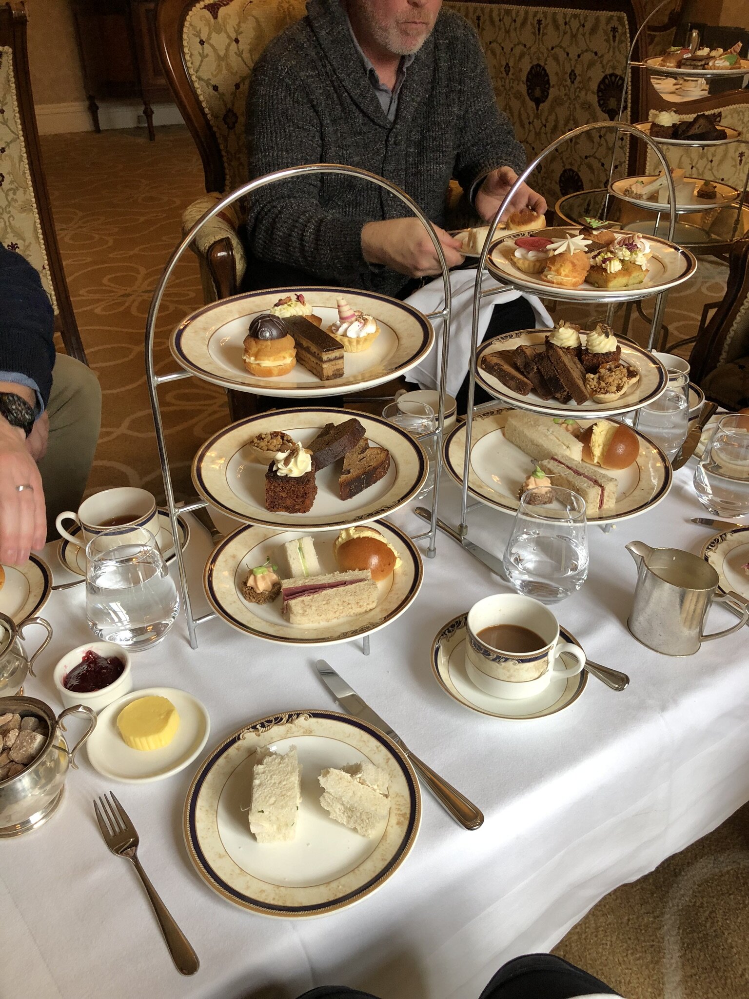 Afternoon Tea for five people at the Hayfield Manor in Cork, Ireland.