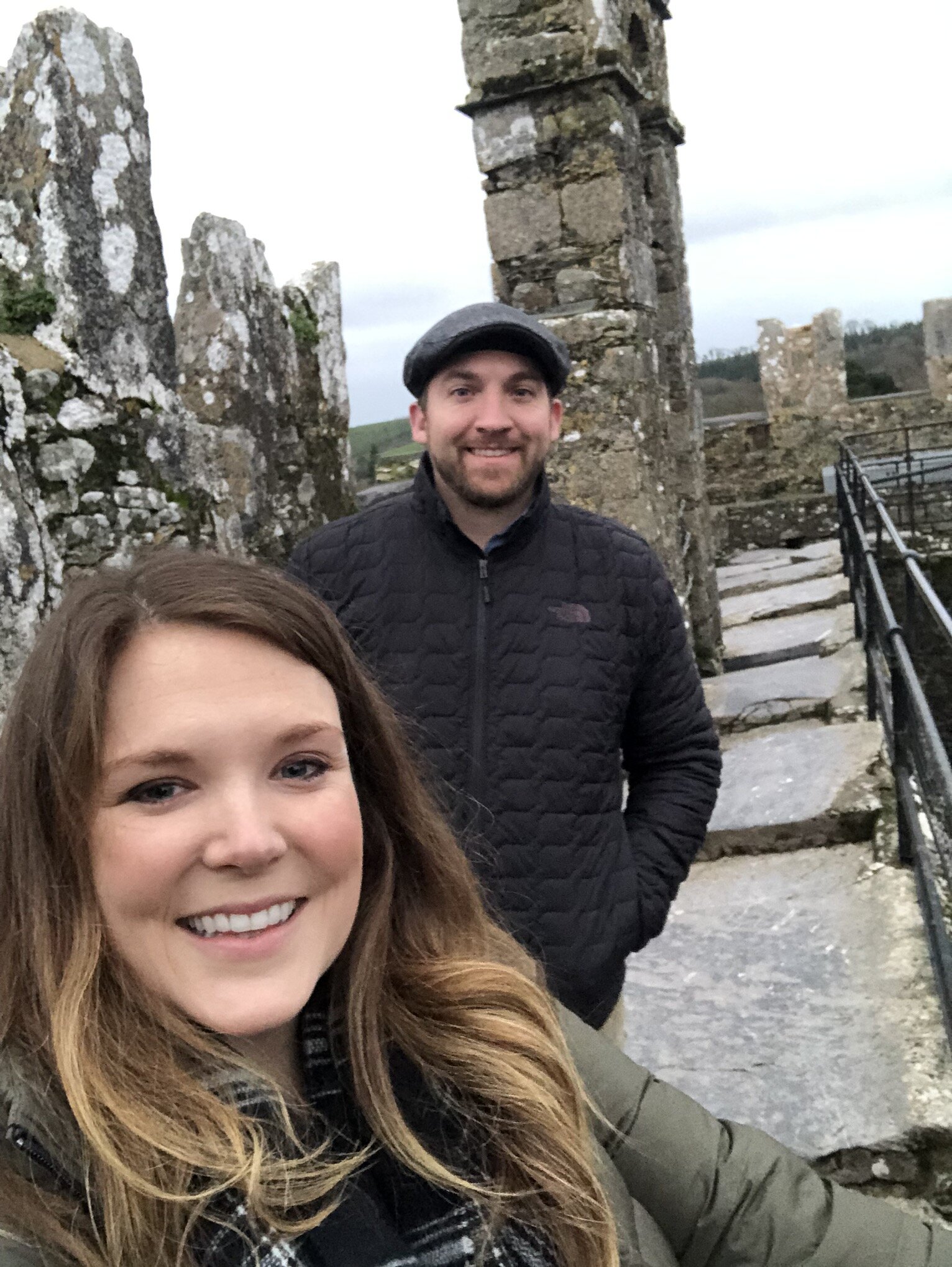 Kissing the Blarney Stone in Cork, Ireland.
