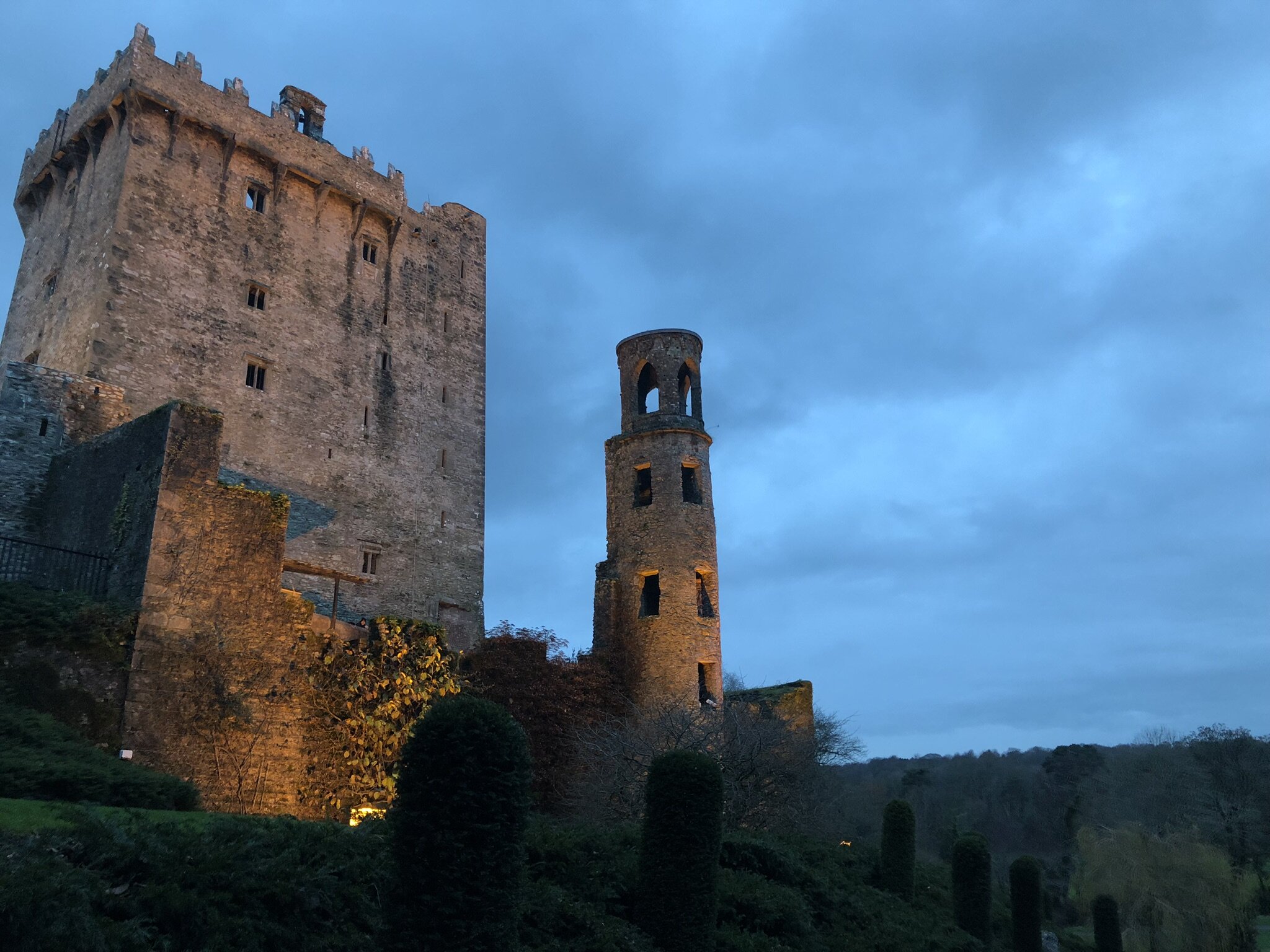 Blarney Castle at night in Cork, ireland.