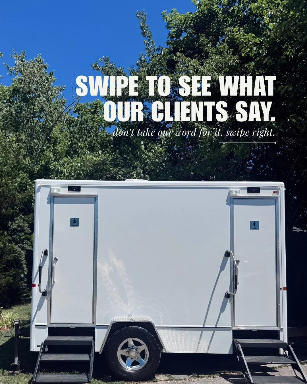 Don&rsquo;t take our word for it...swipe to see what real clients are saying about PoshPrivy.🚽✨

This is the standard we hold ourselves to at every single event. 
📲 Book through the link in bio. #PoshPrivy #portable #restroomrentals #nashville #nas