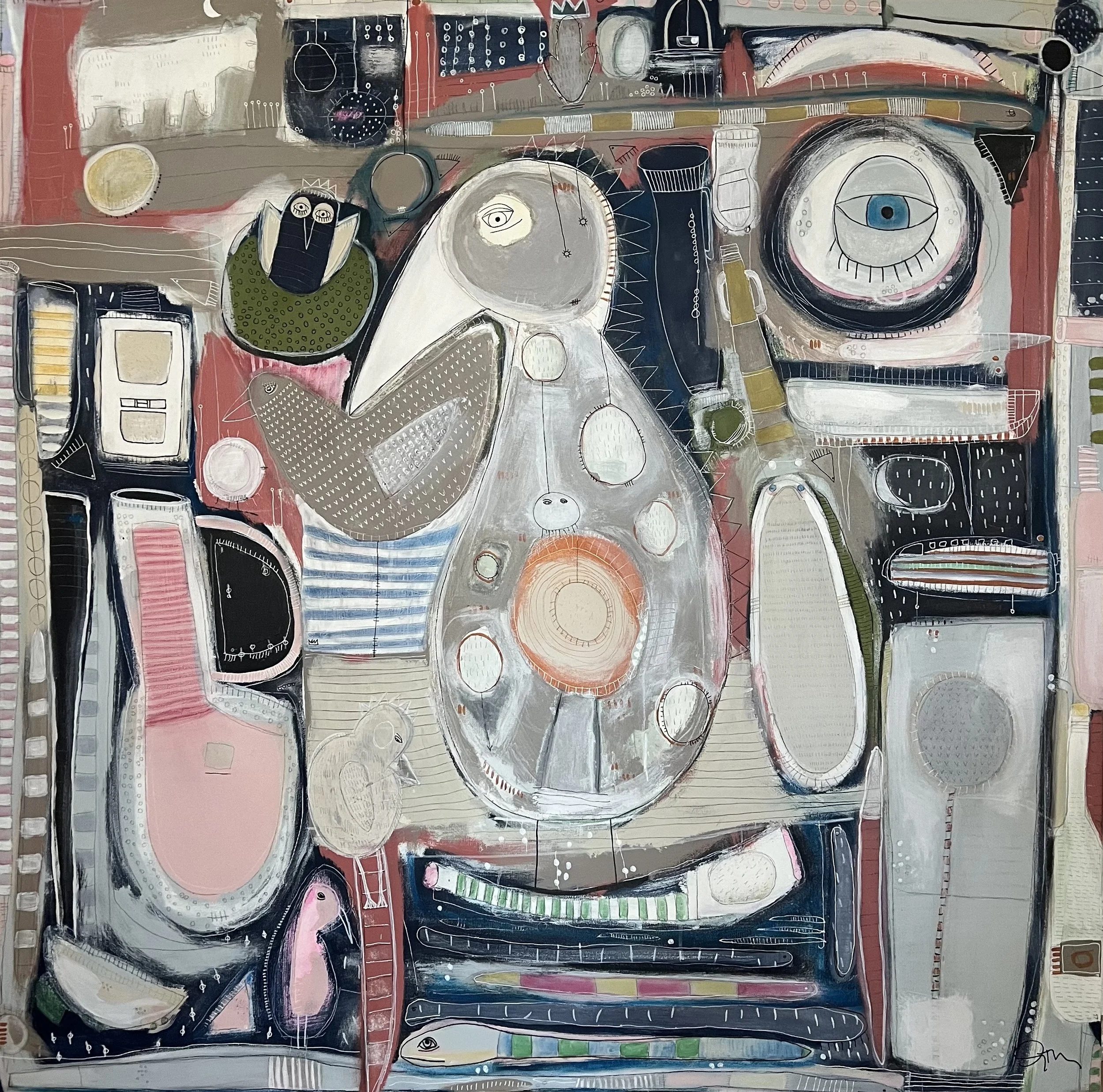 Spirit Animals In Space 48X48 2024 Mixed media amy twomey.jpeg