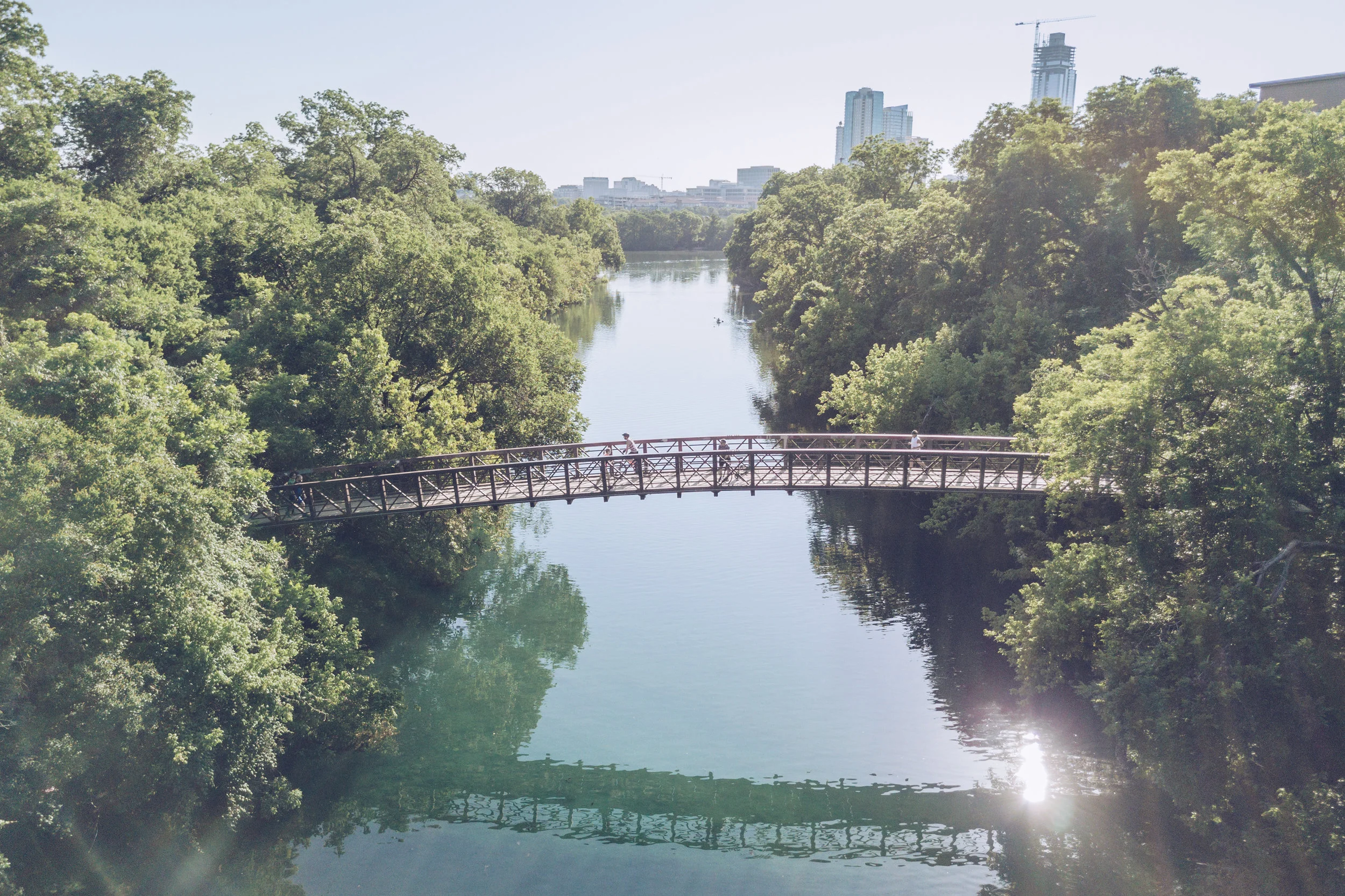 Sample shot done for The Trail Foundation. Normally this would be impossible to take but with a drone you can capture the idylic landscape, the turquoise of Barton Springs' water and a glimpse of the skyline.