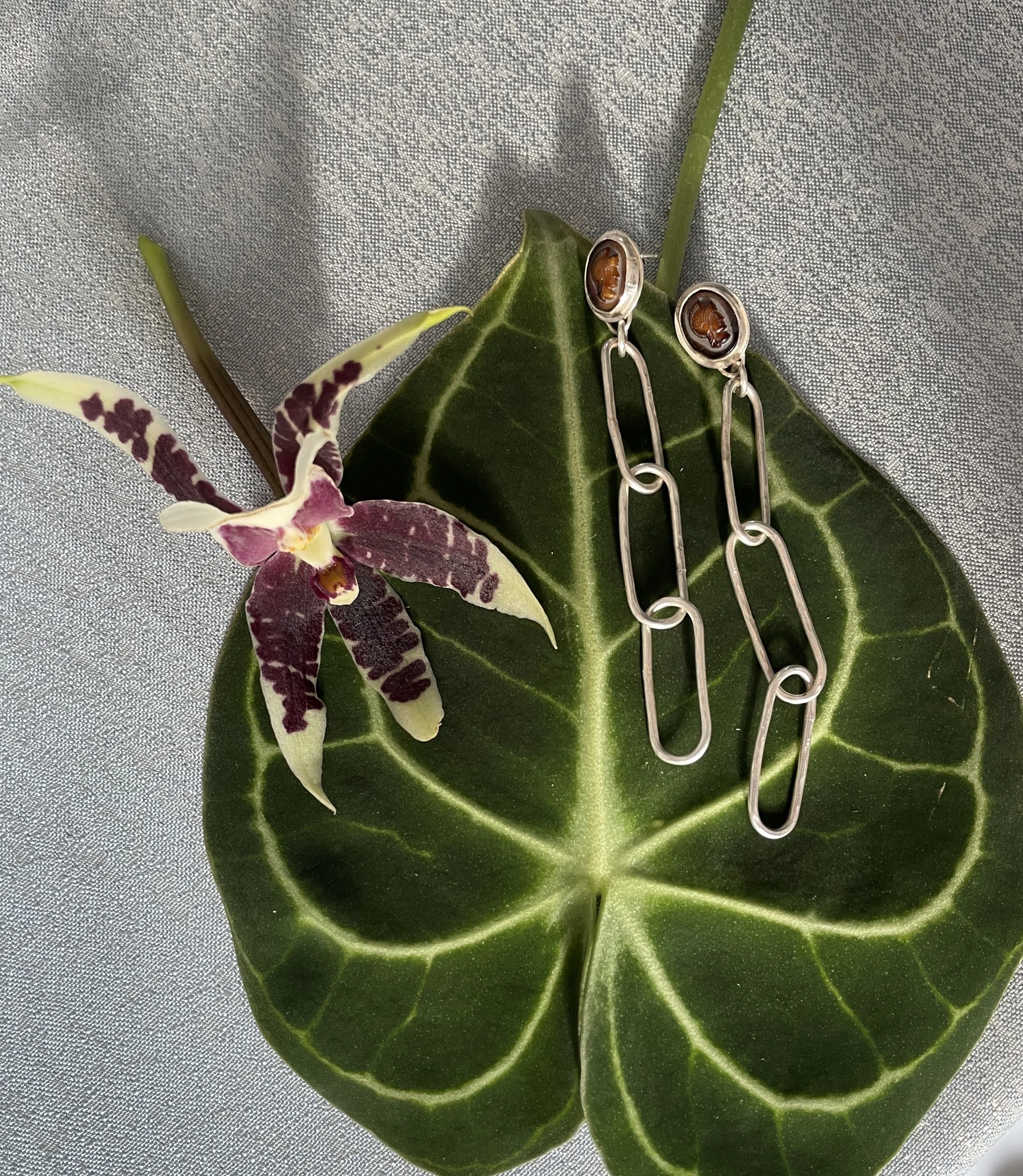 Roman Cameo Chain Earrings
