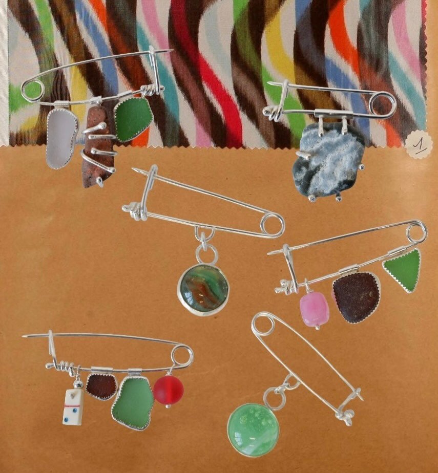 GROUND SCORES + MARBLES 
Just posted a mini collection of collage pins and spinning marbles on the website. 🦋