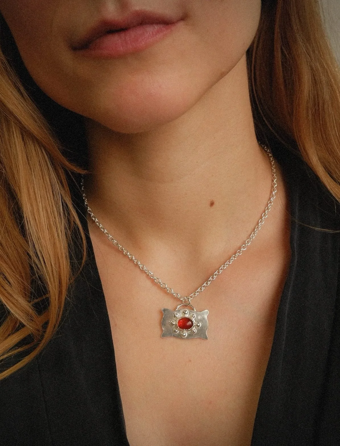 Carnelian + sterling necklace as part of a trade with my pal @annadegnbol for one of her beautiful drawings 🍇