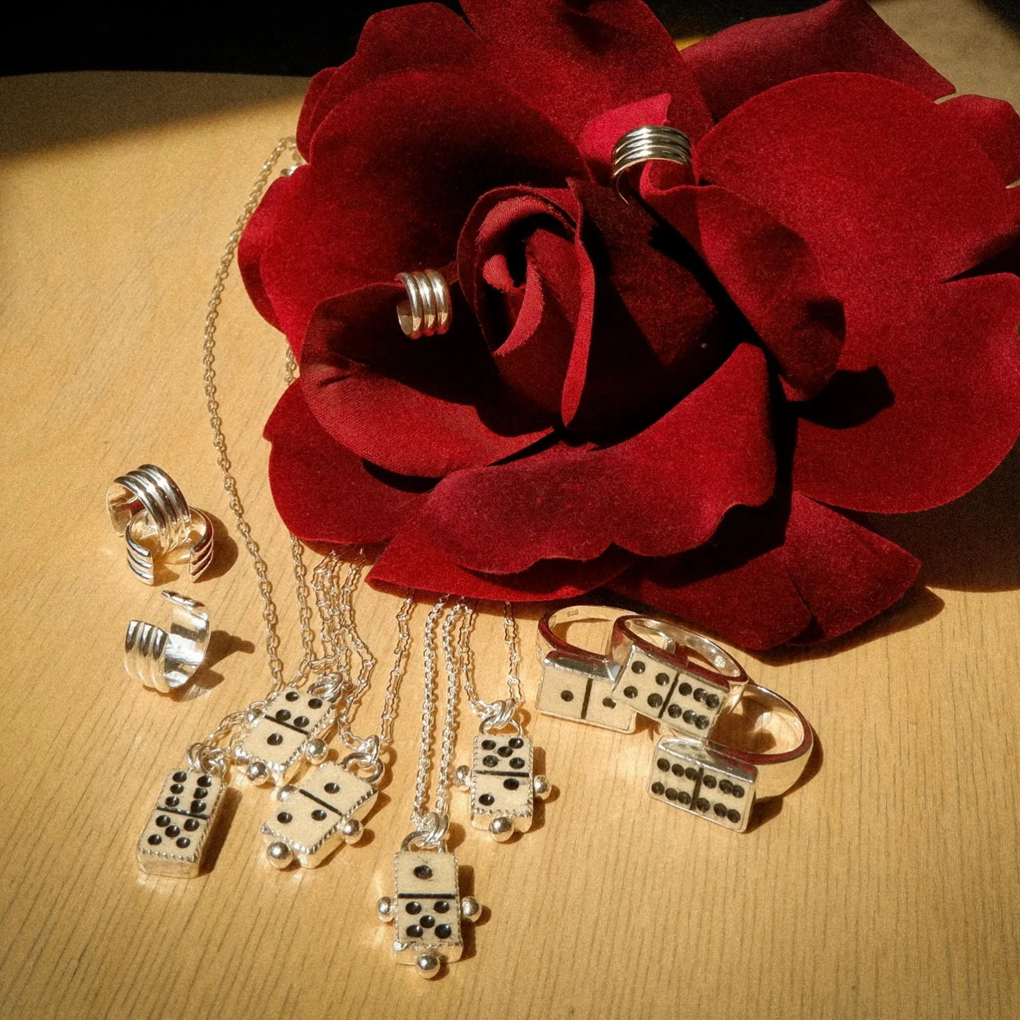 O+N+L+I+N+E  N+O+W 🌹 new batch of bone domino signets, necklaces, and ear cuffs 🌹
