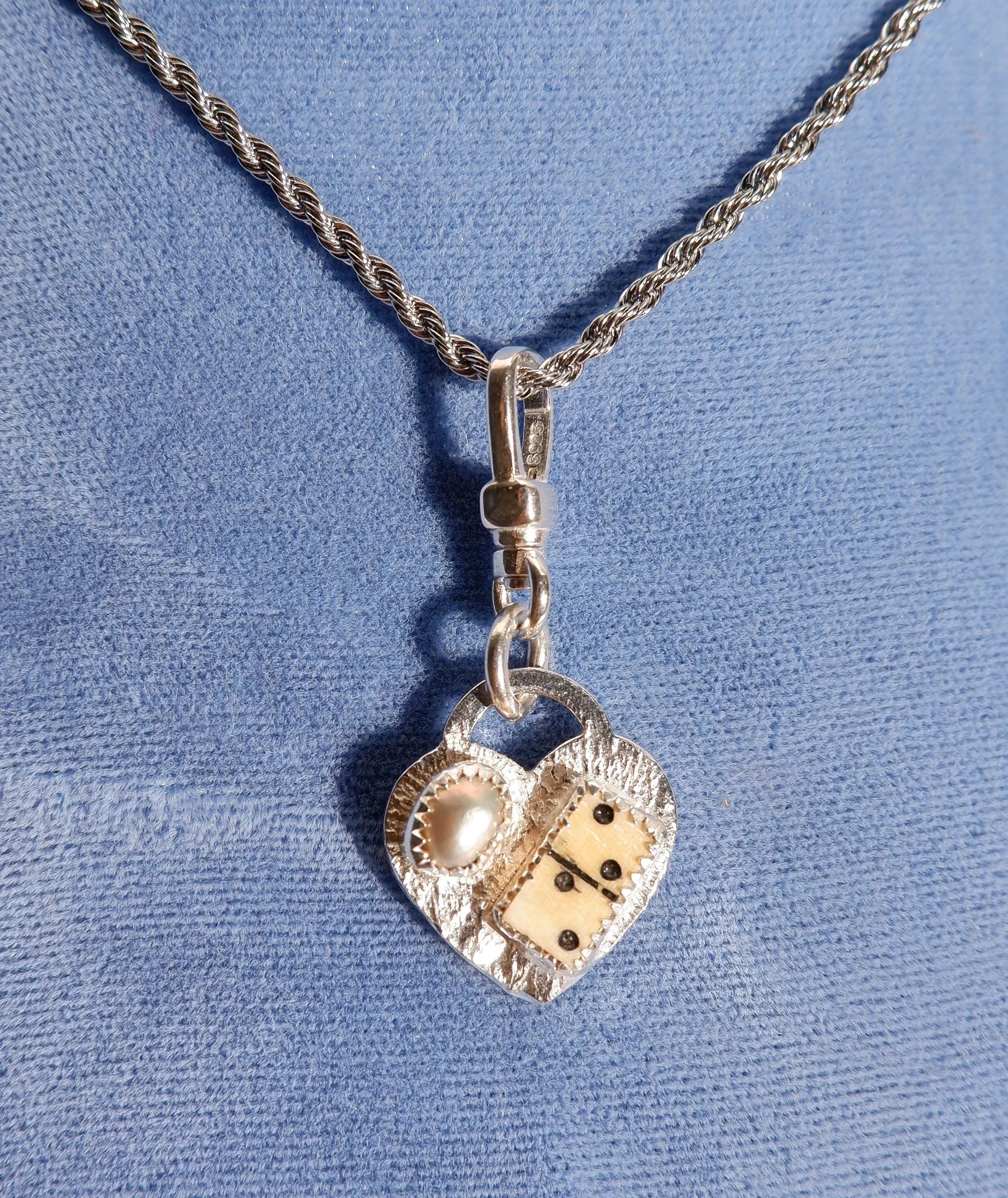 Collaged Heart Pendant No. 3
