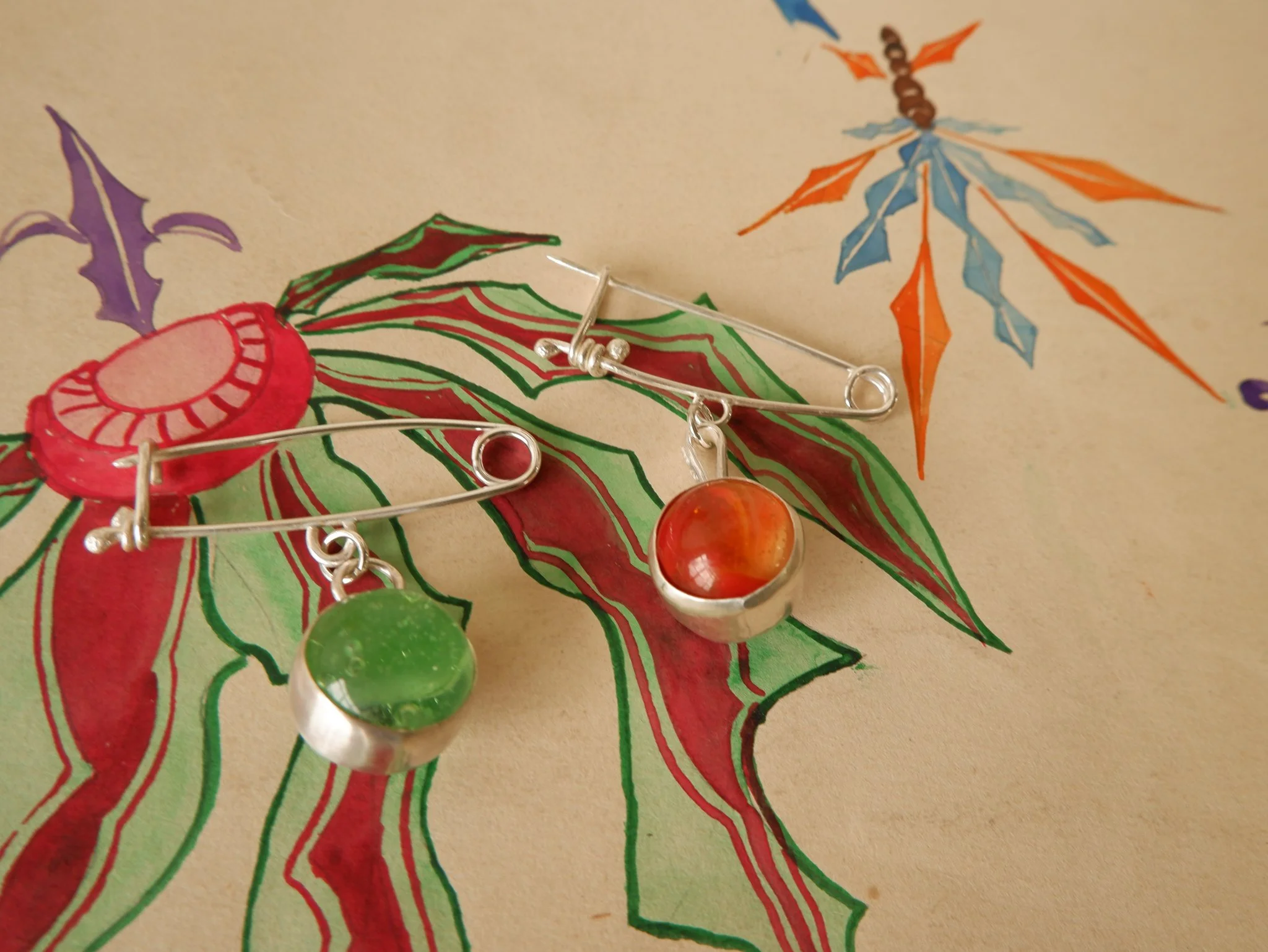 Spinning Marble Brooch #1