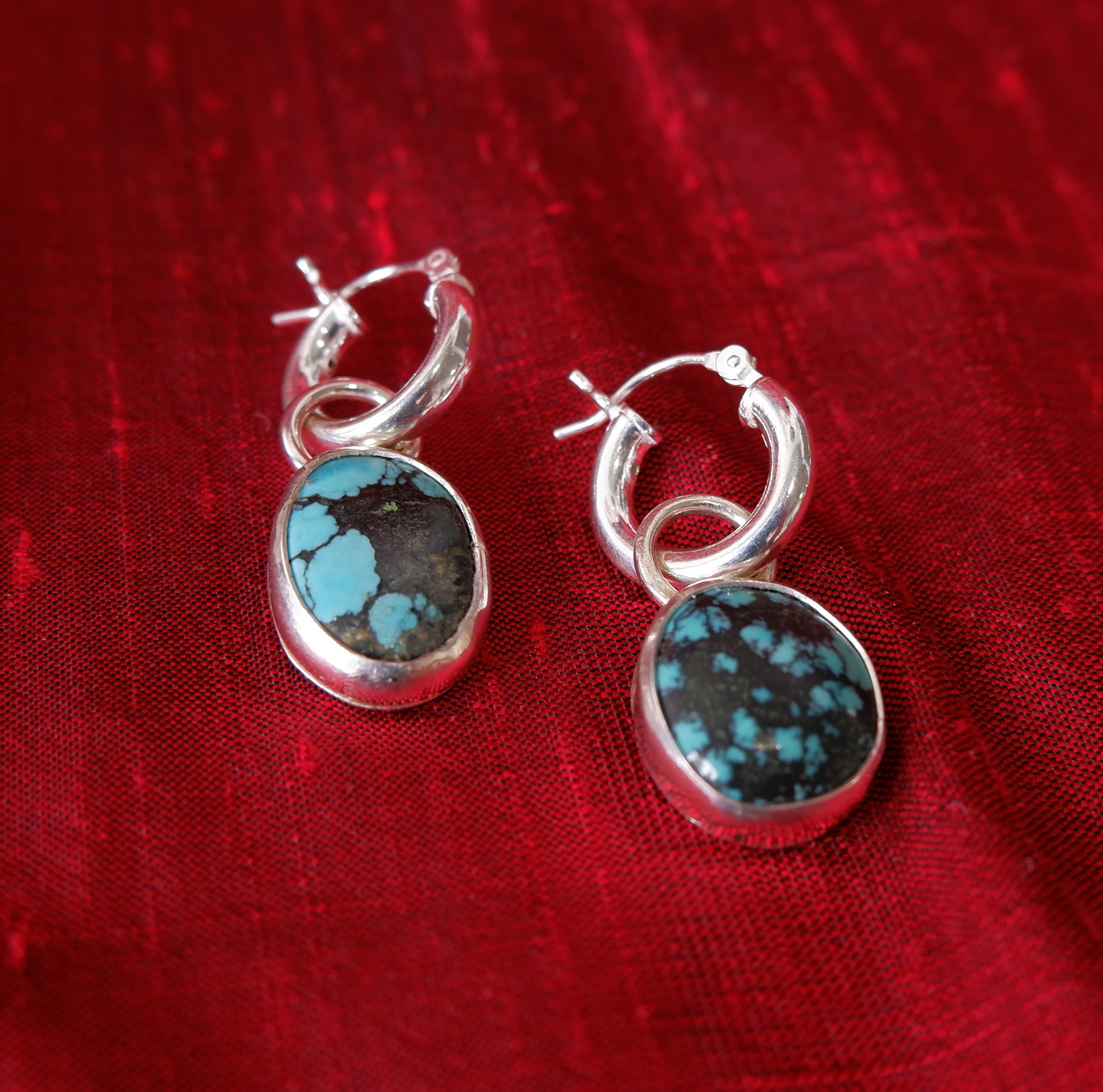 Spotted Turquoise Hoops