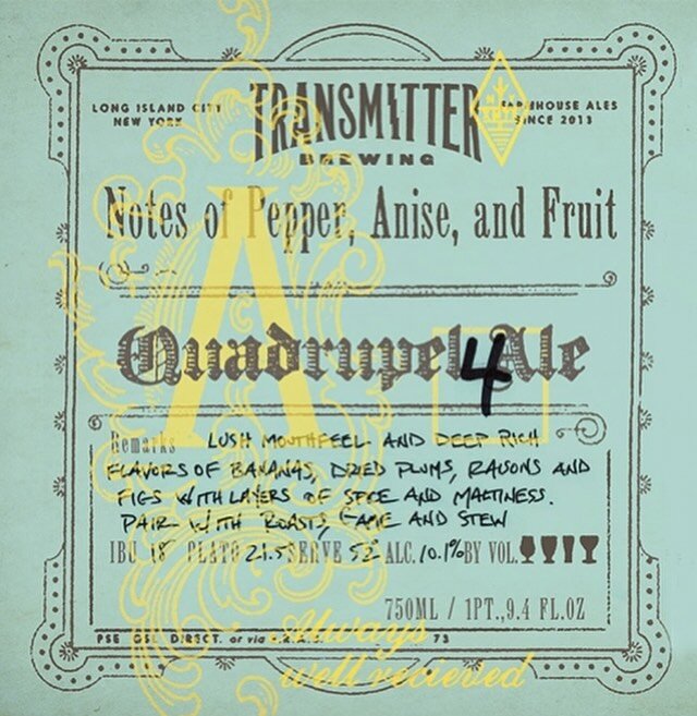 Warm your insides with this one from @transmitterbrewing : A4 Belgian-Style Quadruple Now On Draft! &ldquo;Lush mouthfeel and deep rich flavors of banana 🍌 , dried plums, raisin and figs with layers of spice and round maltiness. Pair with Roasts, wi