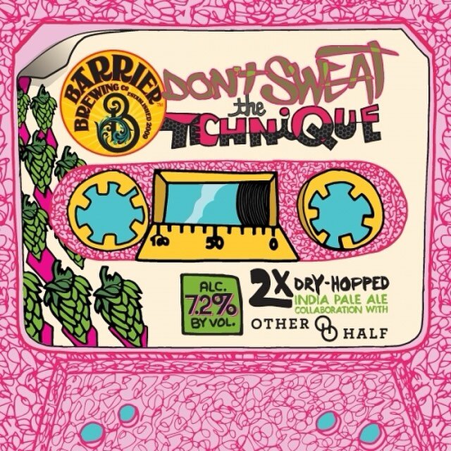 Get down with this one from @barrierbrewingco &amp; @otherhalfnyc &hellip; Now on draft Don&rsquo;t Sweat the Technique IPA 🎶 🍺 &ldquo;Originally debuted in 2017- A DDH Hazy IPA brewed in collaboration with @OtherHalfNYC. Hip hop and beer royalty c