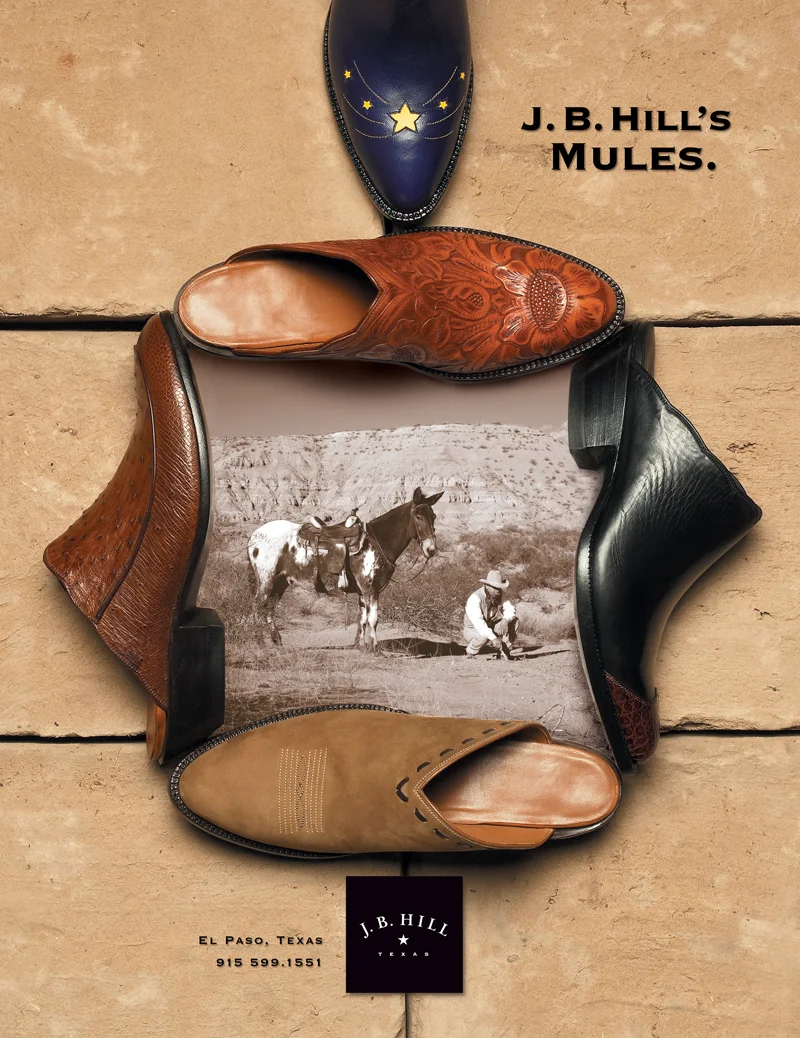 Same vibe, but showcasing women’s mules.