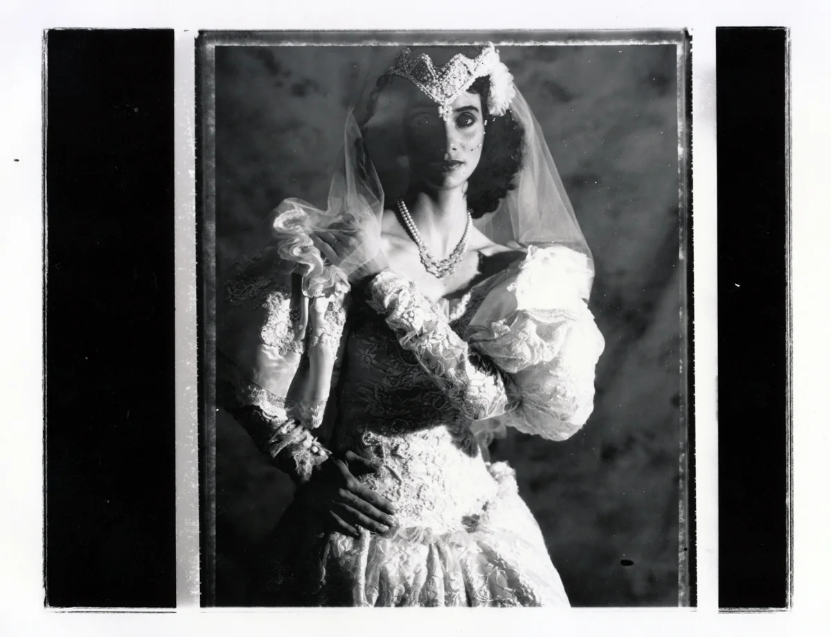 Teresa Wedding SeriesContact print off 4x5 Polaroid test negative.  © Jud Burgess  1989