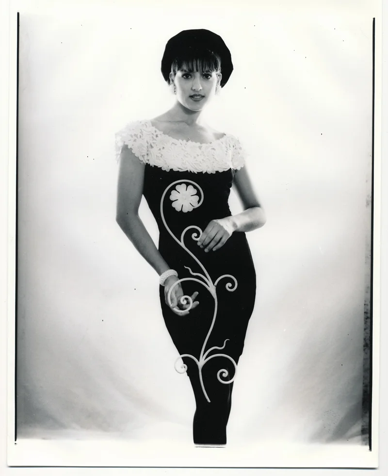 Angelica with Iron Flower4x5 silver print.  © Jud Burgess  1989