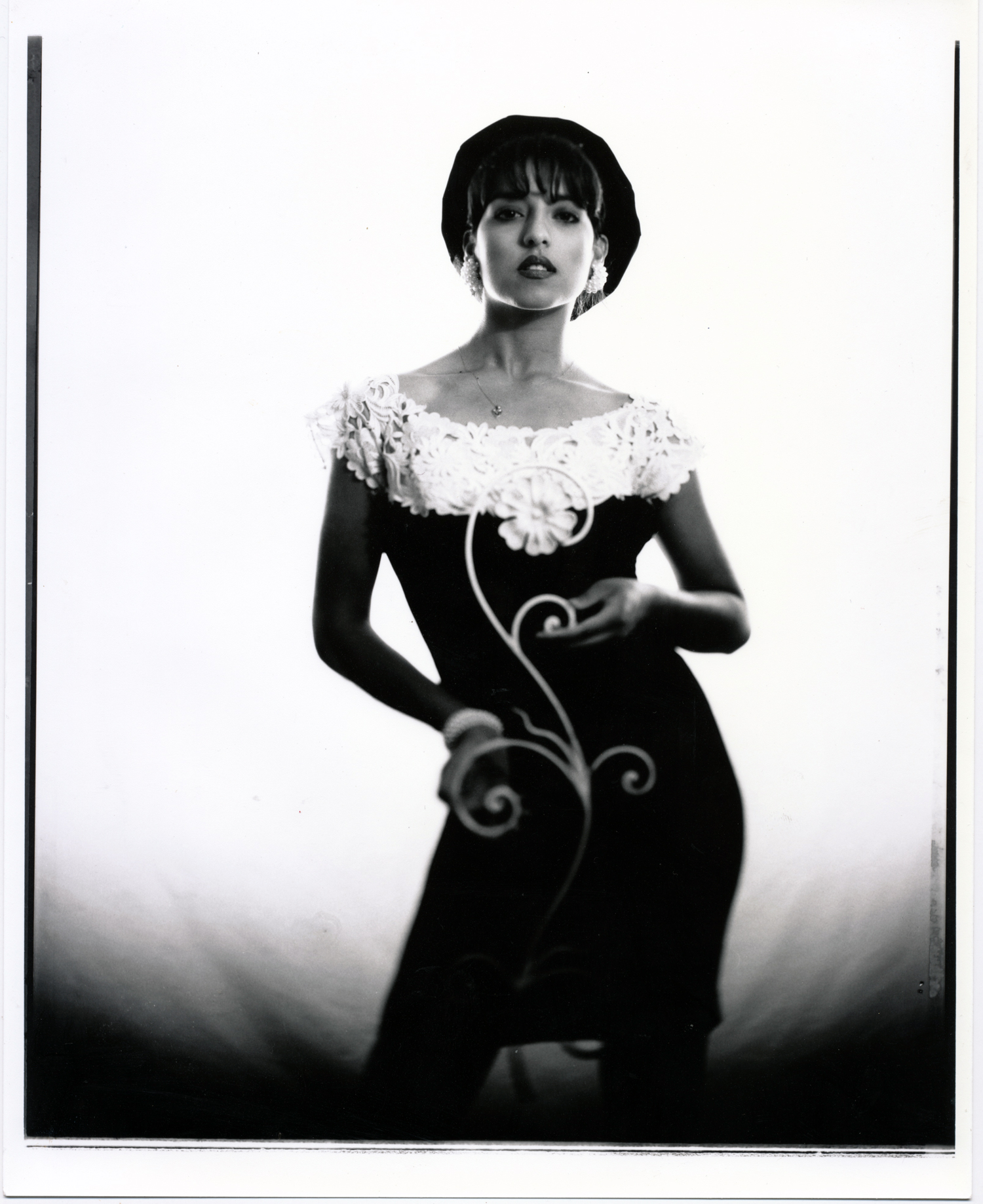 Angelica with Iron Flower 2 4x5 silver print. © Jud Burgess 1989