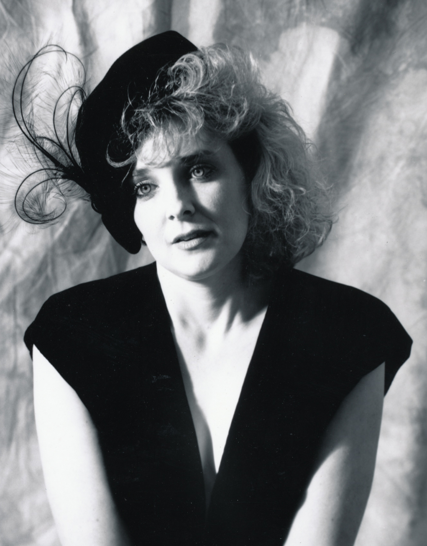 Cindy with Feather Hat 2 (detail) 4x5 silver print. © Jud Burgess 1990