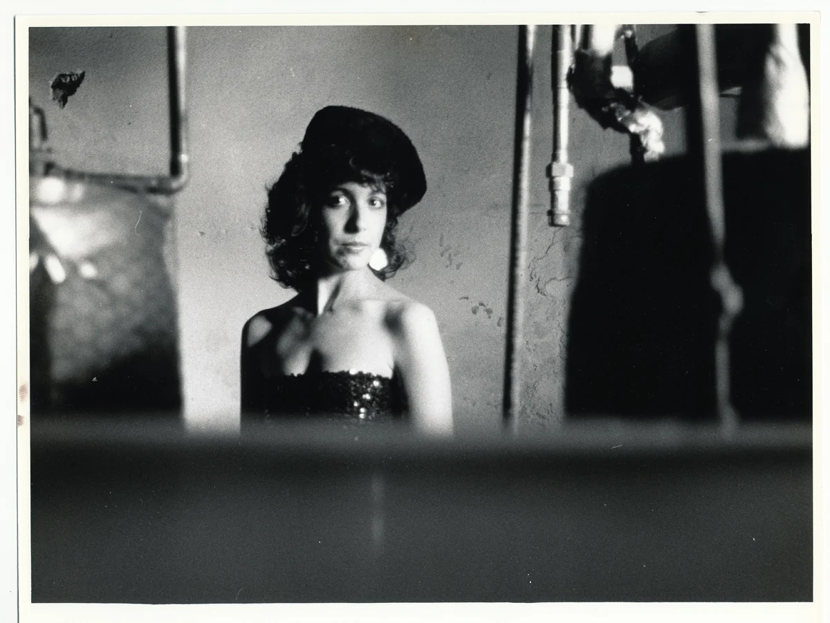 Laurie in Apartment Boiler Room 235mm silver print.  © Jud Burgess  1985