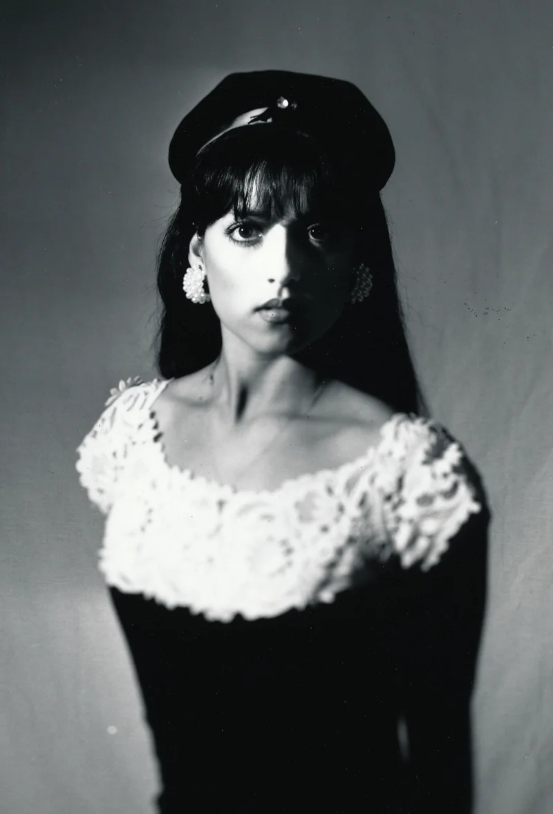 Angelica Seated  (detail)4x5 silver print.  © Jud Burgess  1990