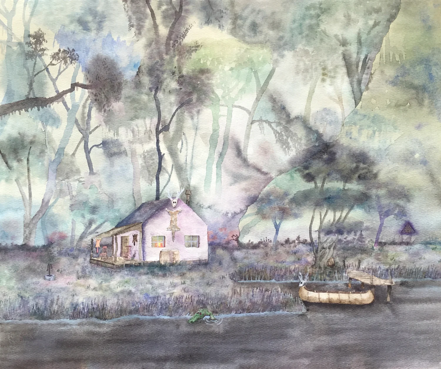 Bayou Shotgun Shack Watercolor on paper. © Jud Burgess 1978